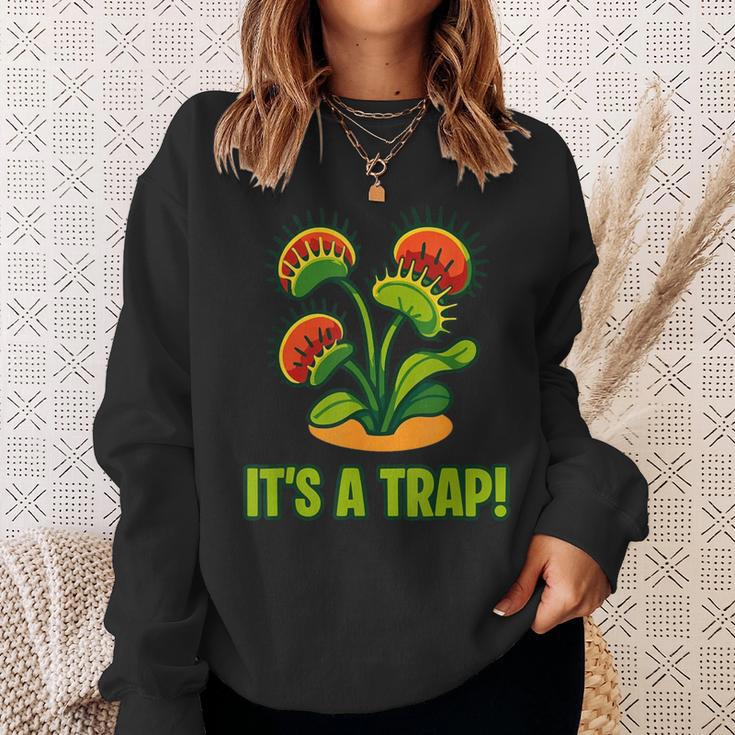 おもしろハエトリグサ It's A Trap 食虫植物 ボタニカル スウェットシャツ 彼女への贈り物