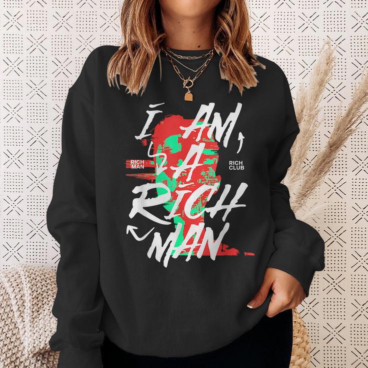 かわいいグラフィック「I Am A Rich Man」 スウェットシャツ 彼女への贈り物