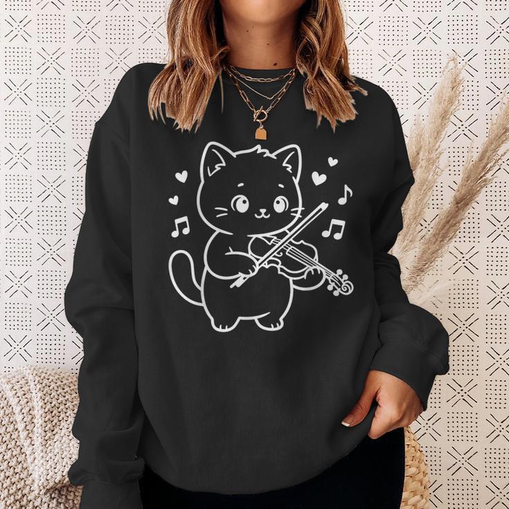 かわいい猫がバイオリンを弾くフィドラーのフォークミュージック スウェットシャツ 彼女への贈り物