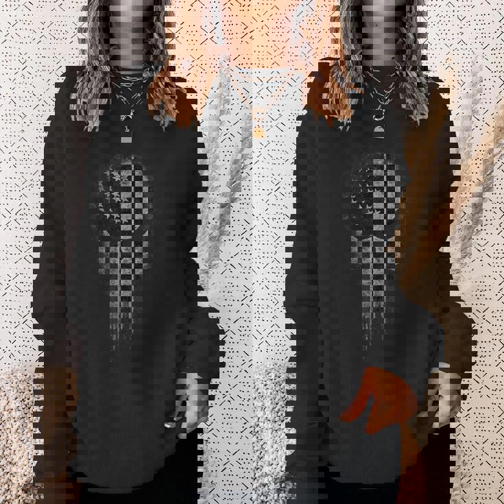 アメリカ国旗 ミリタリー スカル 愛国心 Usa スウェットシャツ 彼女への贈り物