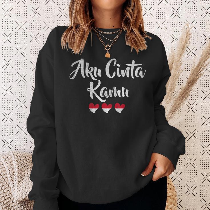 インドネシア語でaku Cinta Kamu スウェットシャツ 彼女への贈り物