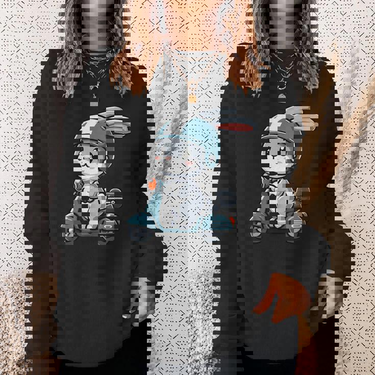 ウサギ スクーター ペット 面白い オートバイ スウェットシャツ 彼女への贈り物