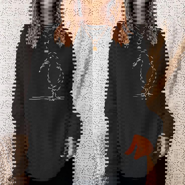 キウイバード ラインアート ミニマリスト ワンライン スウェットシャツ 彼女への贈り物