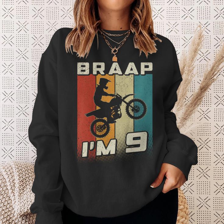 キッズ Braap I'm 9 ダートバイク 誕生日 9 Mx 9歳の誕生日 モトクロス スウェットシャツ 彼女への贈り物