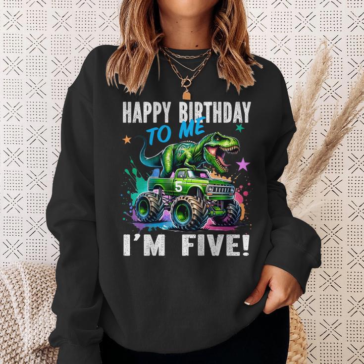 キッズ ハッピーモンスタートラックがテーマの5歳の誕生日 5歳 男の子 5歳 スウェットシャツ 彼女への贈り物