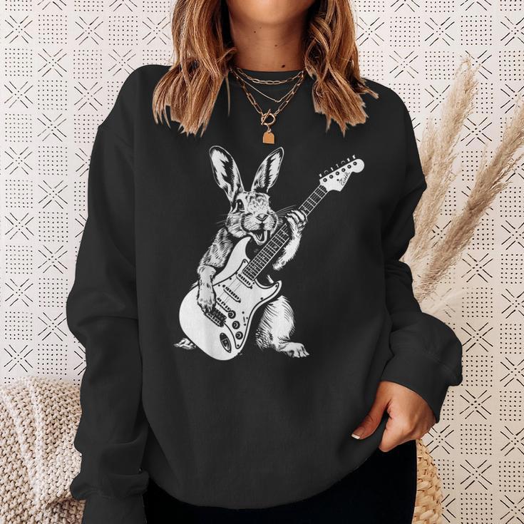 ギタリスト ギター ギタープレーヤー ウサギ お父さん ママ スウェットシャツ 彼女への贈り物