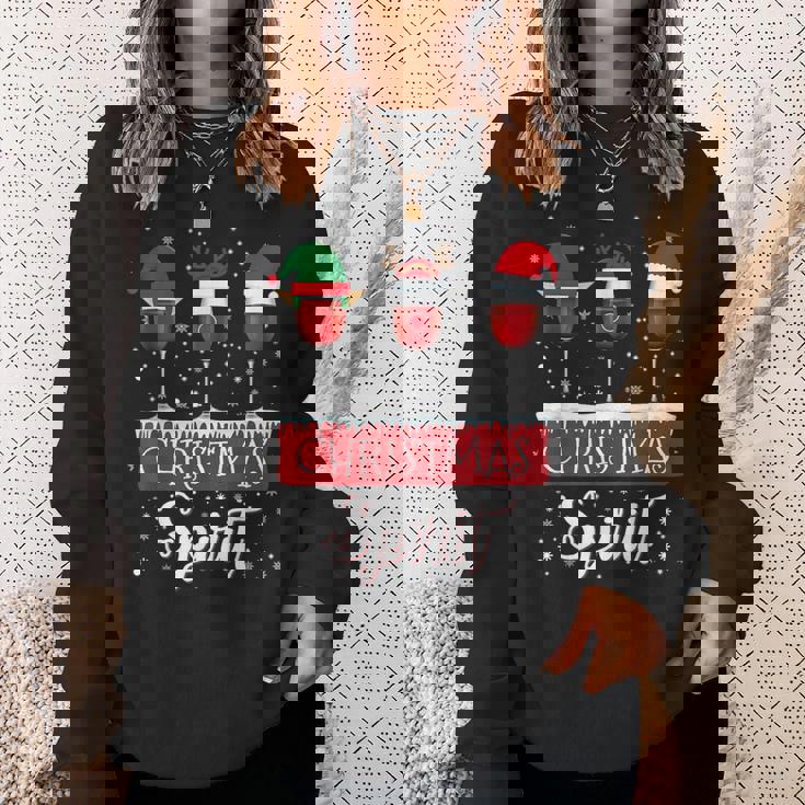 クリスマススピリット 赤ワイングラス サンタクロース エルフ トナカイ スウェットシャツ 彼女への贈り物