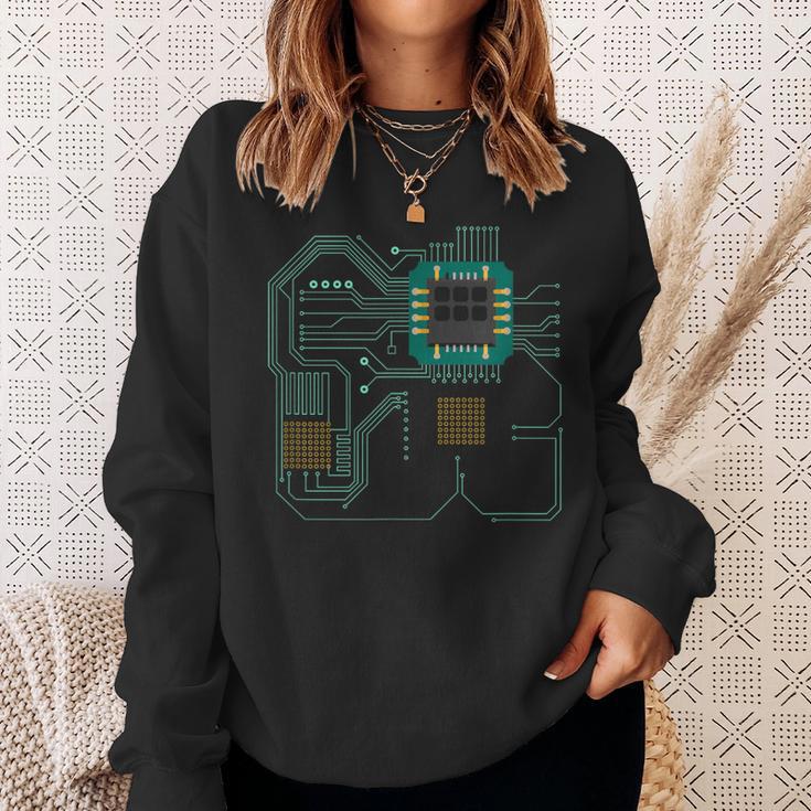 コンピュータープロセッサー、マイクロチップ、テクノロジー スウェットシャツ 彼女への贈り物