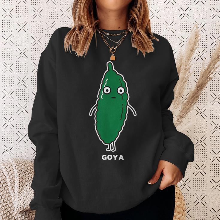 ゴーヤ ゴーヤー 顔 イラスト かわいい おもしろ 面白い 簡単 シンプル ゆるい 野菜 スウェットシャツ 彼女への贈り物