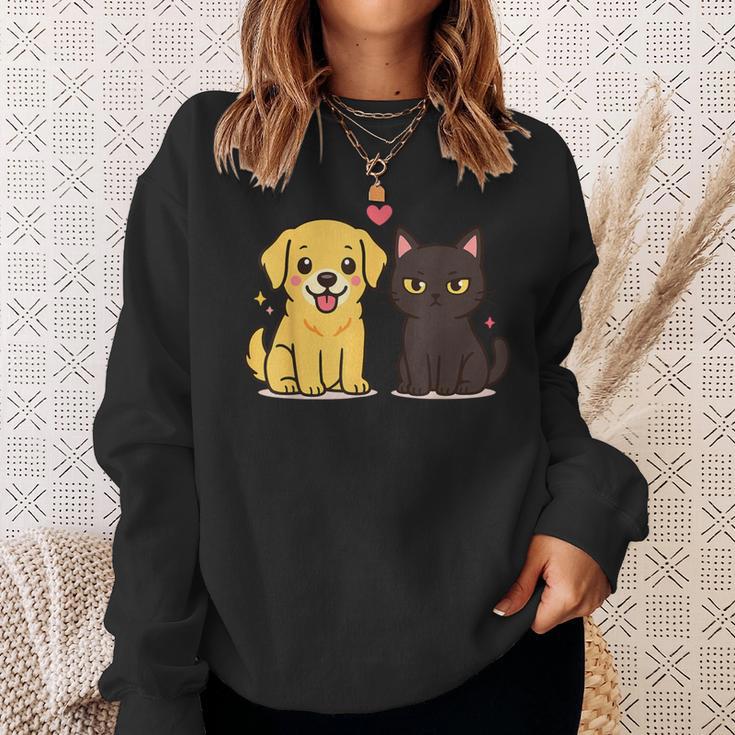 ゴールデンレトリバー ボーイフレンド 黒猫 Gf 面白い カップルギフト スウェットシャツ 彼女への贈り物