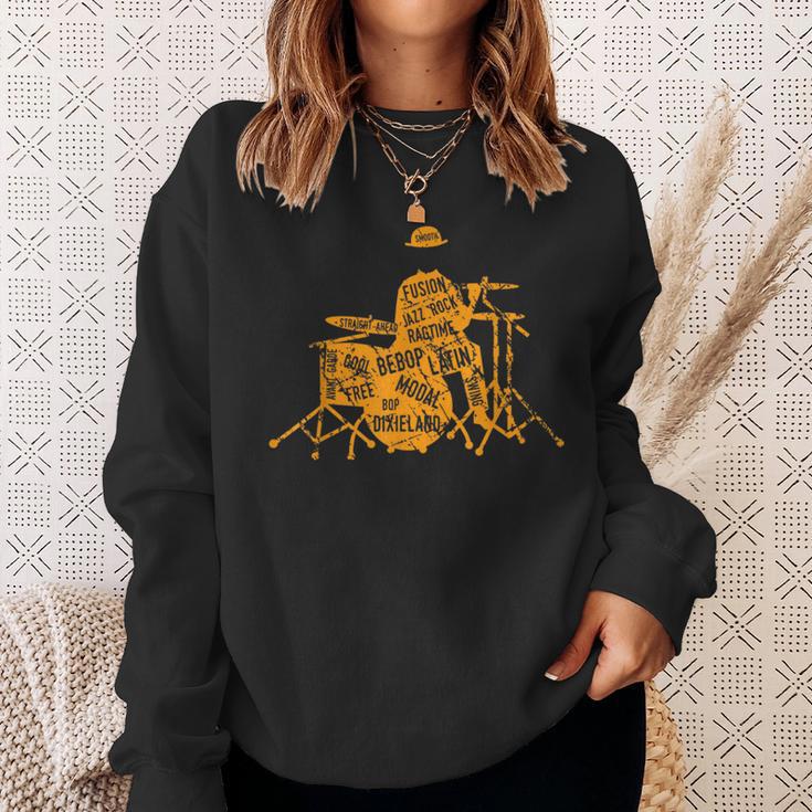 ジャズジャンル付きジャズドラマーtシャツ スウェットシャツ 彼女への贈り物