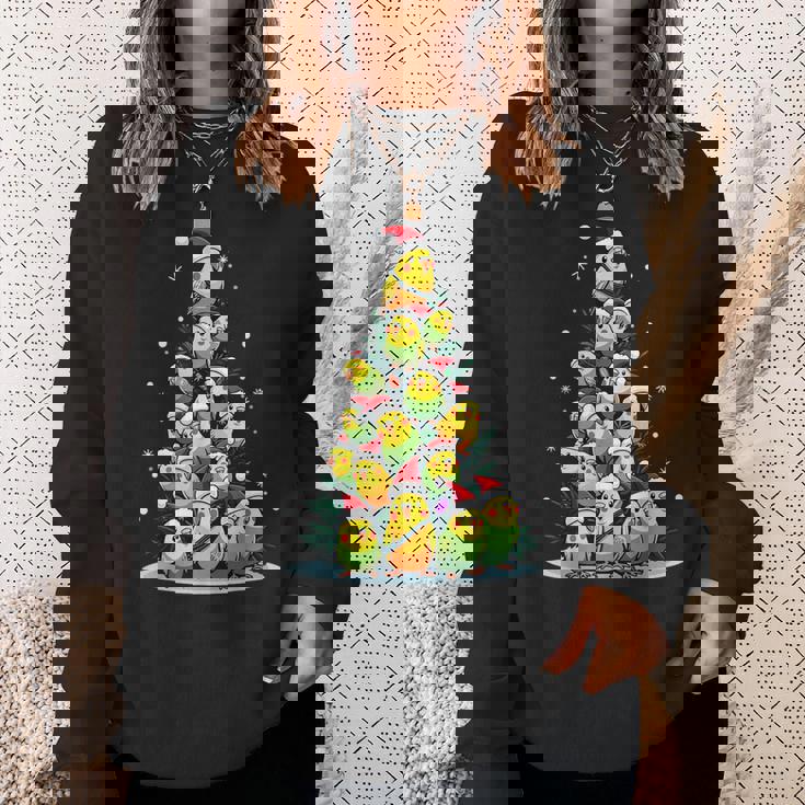 セキセイインコのクリスマス ツリー 面白いセキセイインコ ホリデー セキセイインコ スウェットシャツ 彼女への贈り物