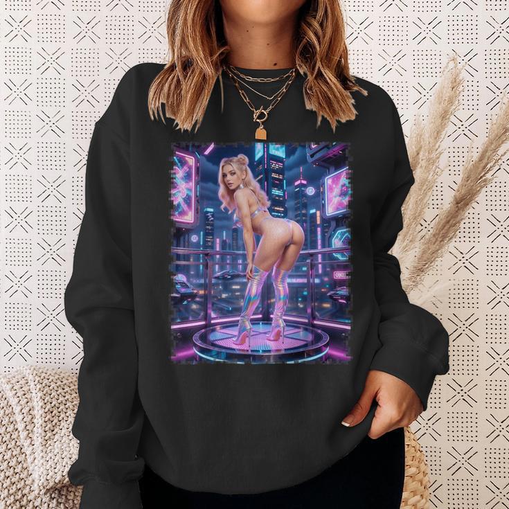 セクシーガールグラフィックtシャツ サイバーパンク ピンナップガールダンサー スウェットシャツ 彼女への贈り物
