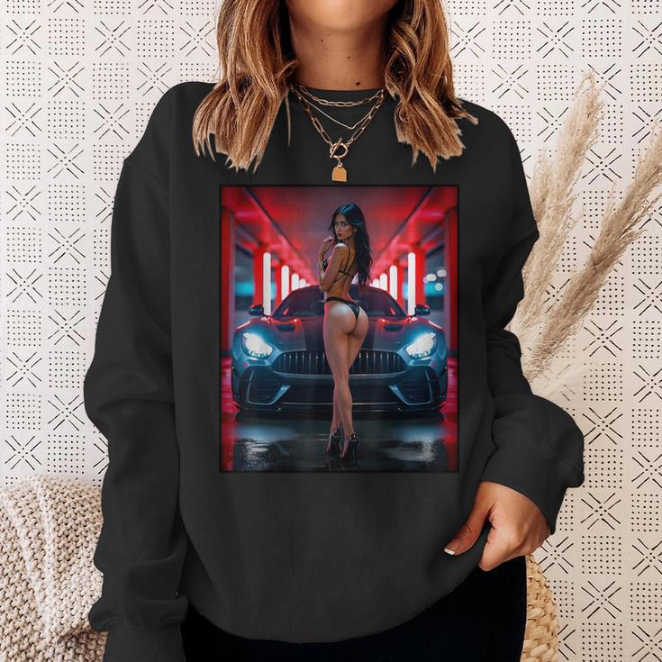 セクシーガールグラフィックtシャツ セクシービキニモデル&エキゾチックカー スウェットシャツ 彼女への贈り物