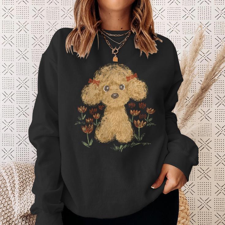 トイプードル かわいい いぬ 子犬 ペット おもしろ 動物 アート イラスト 長袖tシャツ スウェットシャツ 彼女への贈り物
