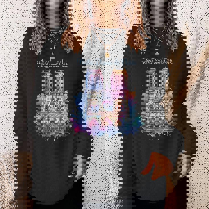 ノートルダム大聖堂 水彩画 スウェットシャツ 彼女への贈り物