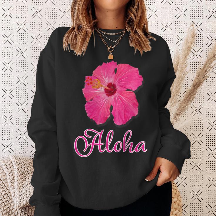 ハイビスカス Aloha アロハ《赤》（ハワイ・南国・フラダンス）夏 かわいい スウェットシャツ 彼女への贈り物