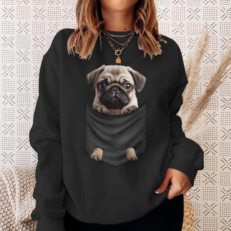 パグ 面白いtシャツ イヌ ポケット わんこ メンズ 犬好き グッズ かわいい おもしろ 面白い 服 ネタ 長袖tシャツ スウェットシャツ 彼女への贈り物