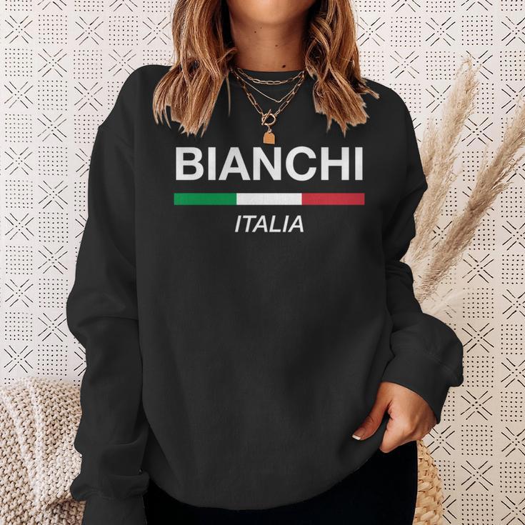 ビアンキ イタリア 家族名 イタリア 国旗 長袖tシャツ スウェットシャツ 彼女への贈り物