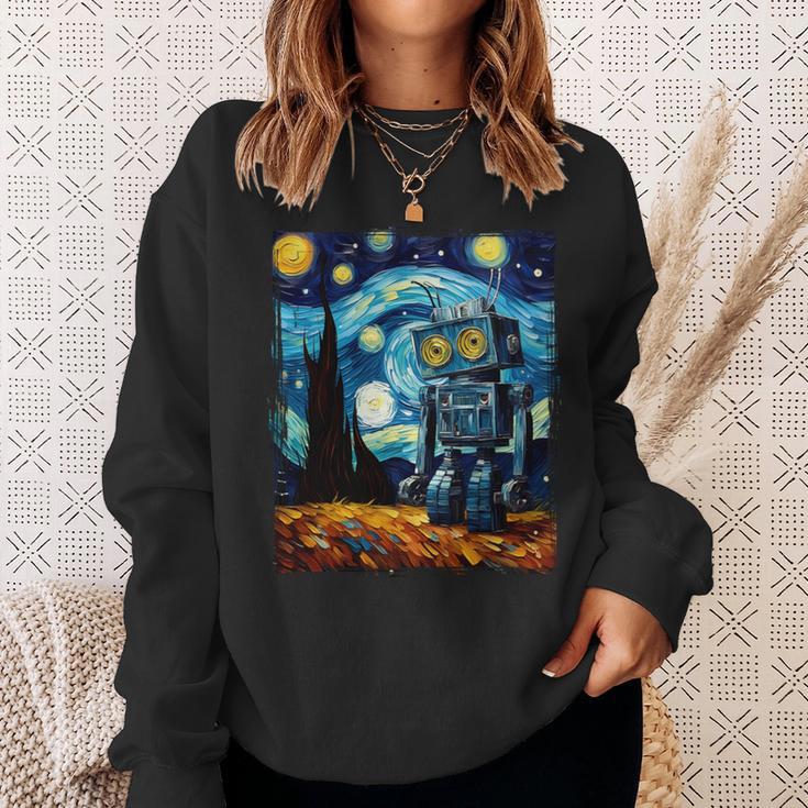 ビンテージロボットアート ゴッホ おもちゃ ロボットビルダー ロボティクス 長袖tシャツ スウェットシャツ 彼女への贈り物