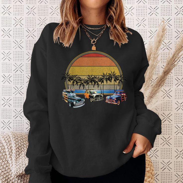 ビーチのレトロな車 ヴィンテージ グランジサンセット スウェットシャツ 彼女への贈り物