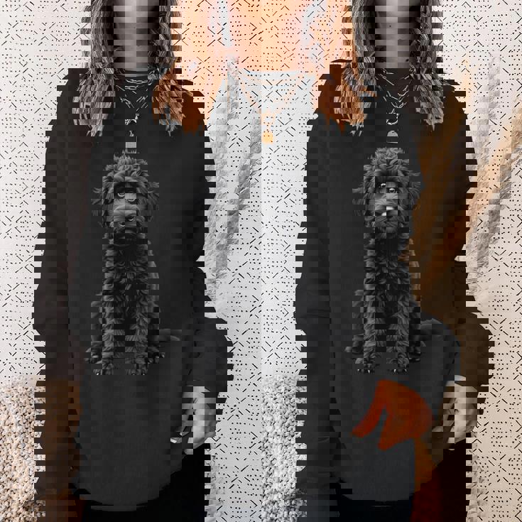 ブラックラブラドゥードル犬のアートデザイン。 長袖tシャツ スウェットシャツ 彼女への贈り物