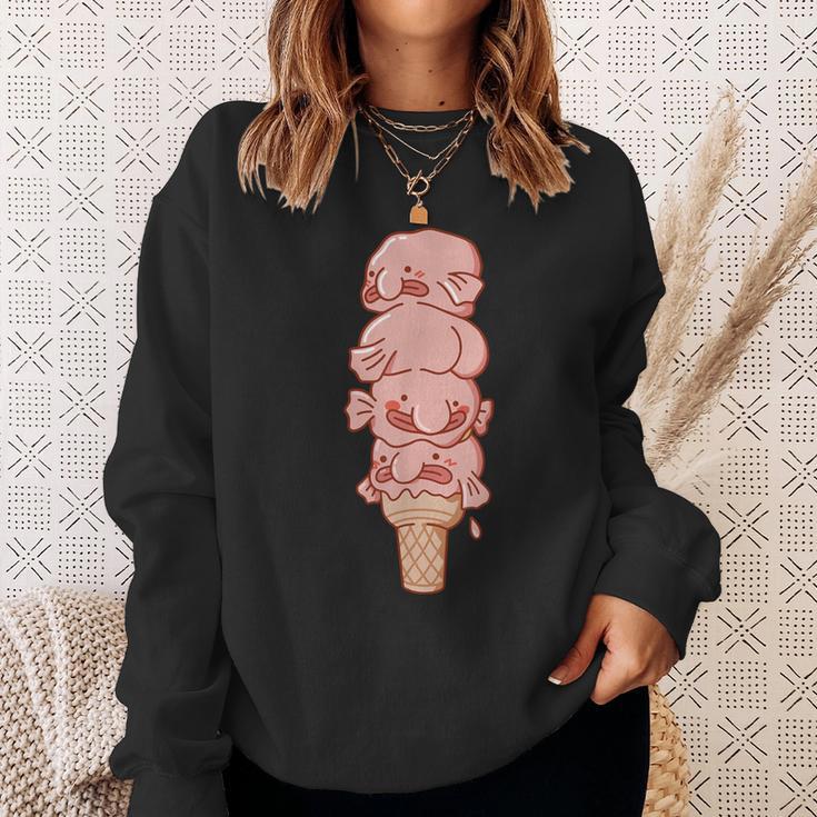 ブロブフィッシュ アイス クリーム、面白いブロブフィッシュ スウェットシャツ 彼女への贈り物