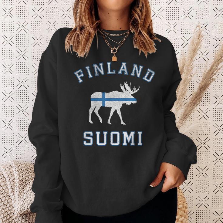 ヘラジカ フィンランド国旗 スウェットシャツ 彼女への贈り物