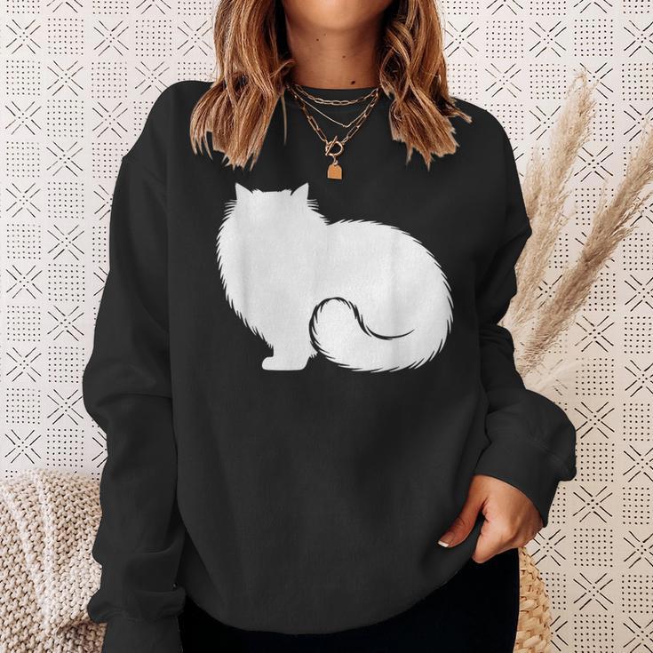 ペルシャ猫のふわふわした座り姿 Persian Cat Fluffyittingilhouette スウェットシャツ 彼女への贈り物