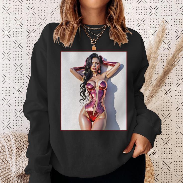 ホットガールオンtシャツ 男性用 セクシー巨乳sfピンナップガール 長袖tシャツ スウェットシャツ 彼女への贈り物