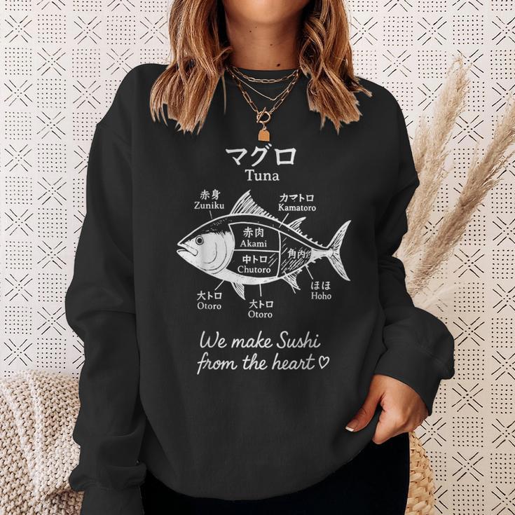 マグロ寿司切り図デザイン 日本料理グラフィック スウェットシャツ 彼女への贈り物