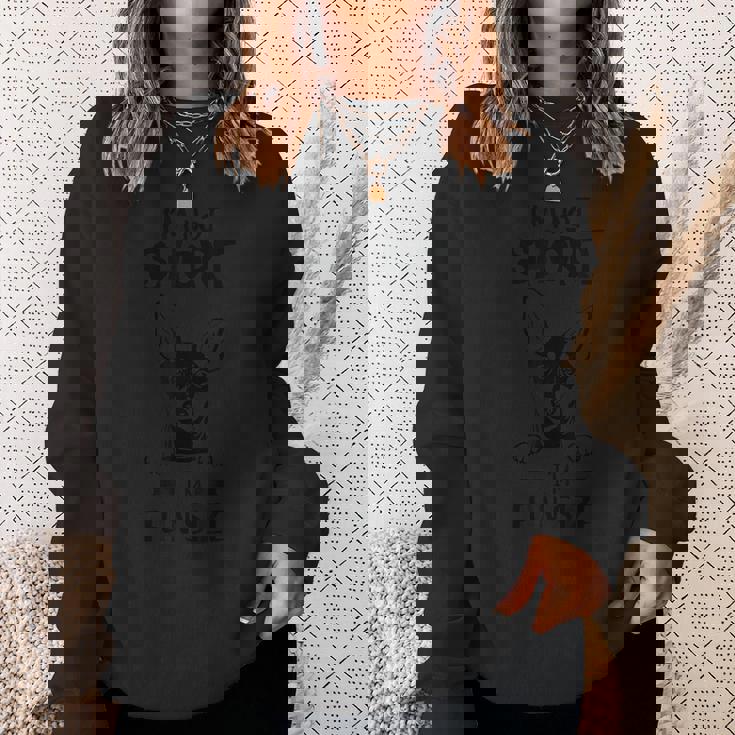 ミニピン、短くはない、楽しいサイズのミニチュアピンシャーのお父さん スウェットシャツ 彼女への贈り物