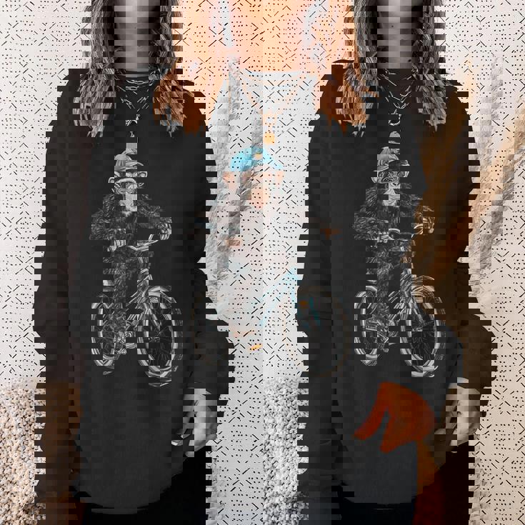 モンキー ライディング バイク ヴィンテージ 自転車 バイカー エイプ チンパンジー スウェットシャツ 彼女への贈り物