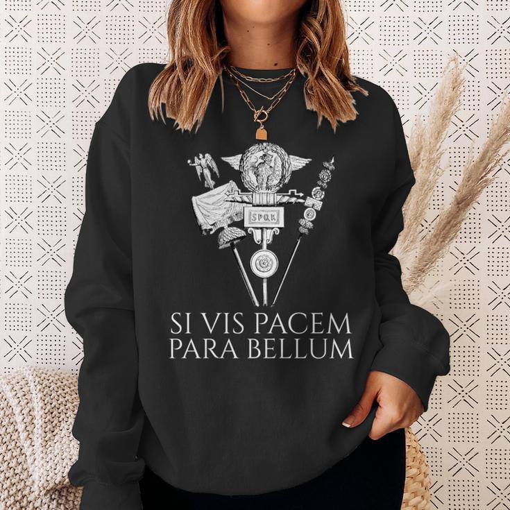 ラテン語の引用句 -Iis Pacem Para Bellum 古代ローマpqr 長袖tシャツ スウェットシャツ 彼女への贈り物