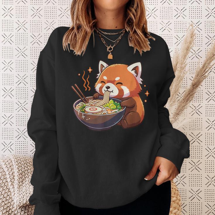 レッサーパンダ ラーメン かわいいレッサーパンダ スウェットシャツ 彼女への贈り物