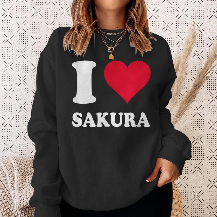 レッドハート I Loveakura スウェットシャツ 彼女への贈り物