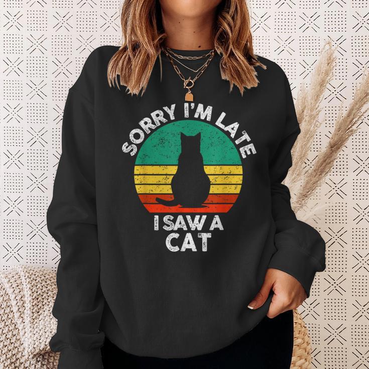 レトロ ヴィンテージorry I'm Late Iaw A Cat かわいい 猫好き スウェットシャツ 彼女への贈り物