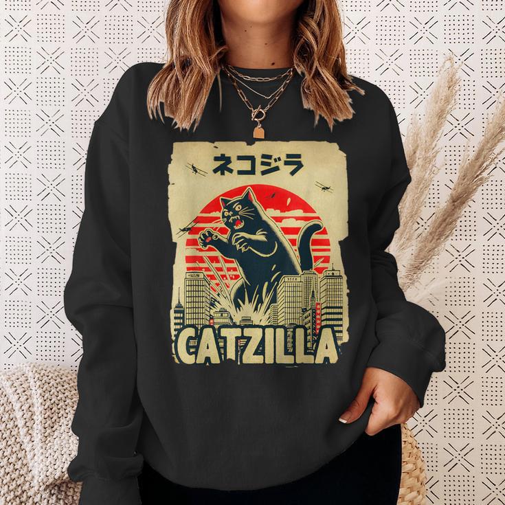 レトロキャットジラtシャツ 陽気な子猫と猫のビンテージポスター スウェットシャツ 彼女への贈り物