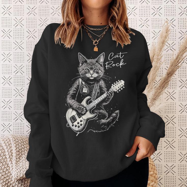 ロック・キャット I ギターを弾く猫 スウェットシャツ 彼女への贈り物
