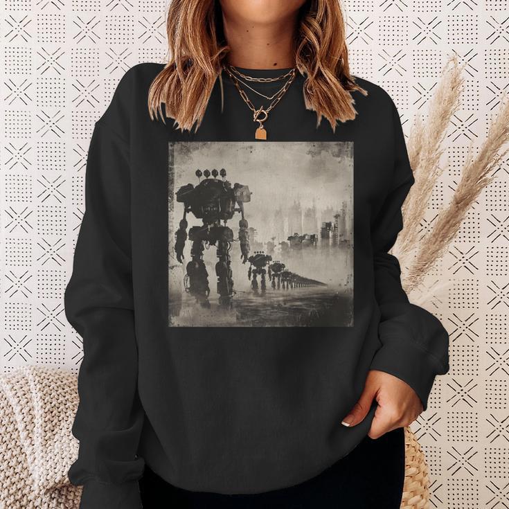 ロボットの行進、Sf、ロボット 長袖tシャツ スウェットシャツ 彼女への贈り物
