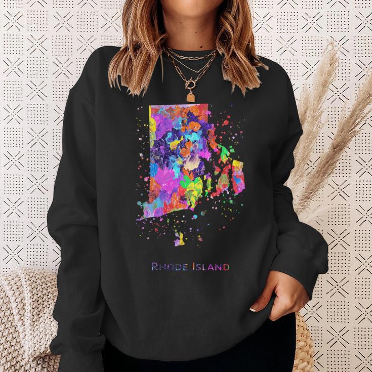 ロードアイランド州の地図 長袖tシャツ スウェットシャツ 彼女への贈り物