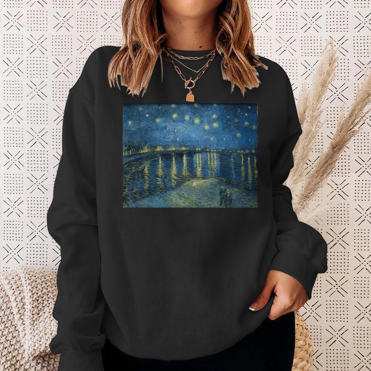 ヴィンセント・ファン・ゴッホによるローヌの星月夜 長袖tシャツ スウェットシャツ 彼女への贈り物