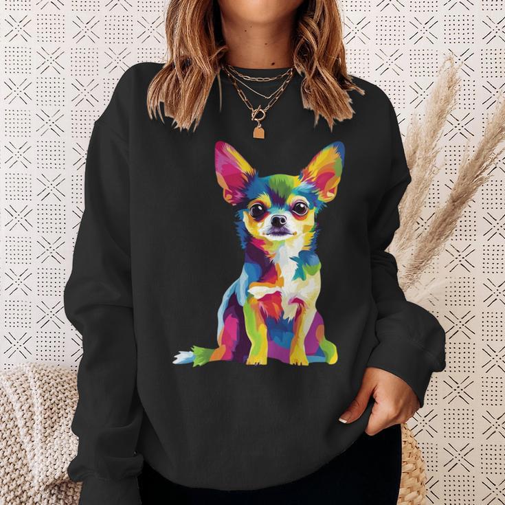 ヴィンテージ レトロ チワワ 犬 かわいい グルービー 犬 長袖tシャツ スウェットシャツ 彼女への贈り物