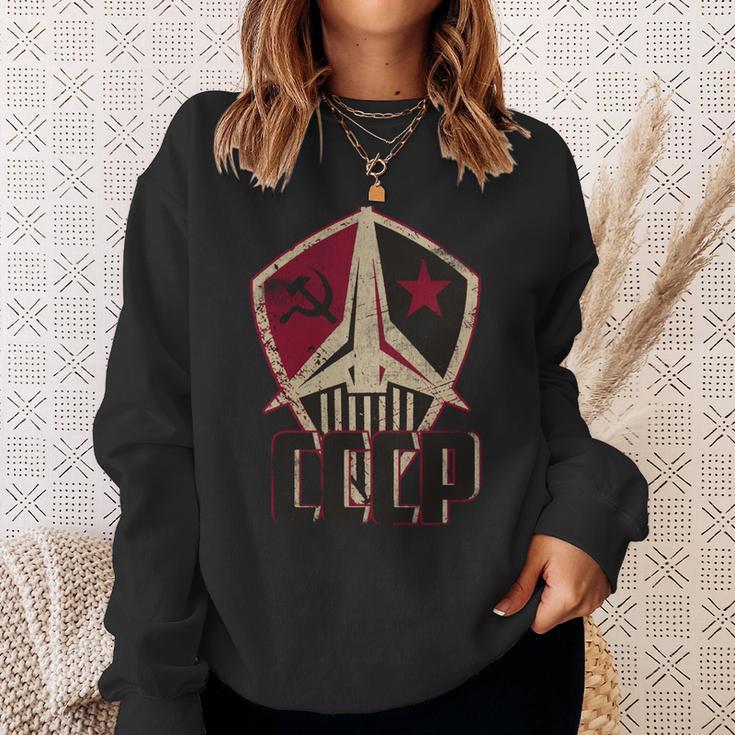 ヴィンテージソビエトロシアソ連スペースレトロアンティーク調cccp 長袖tシャツ スウェットシャツ 彼女への贈り物
