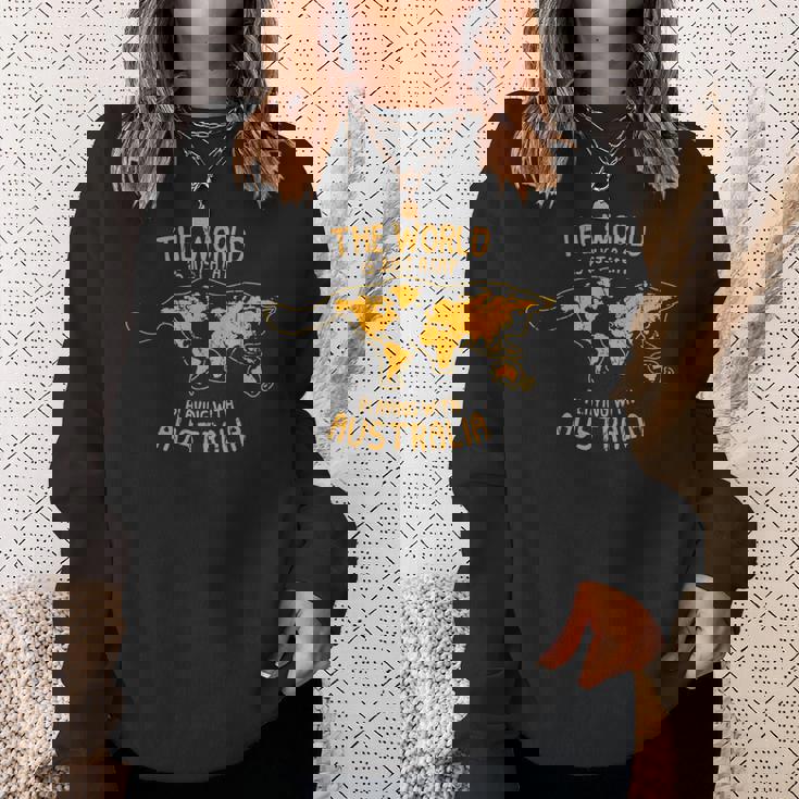 世界はオーストラリア オーストラリアで遊ぶ猫 スウェットシャツ 彼女への贈り物