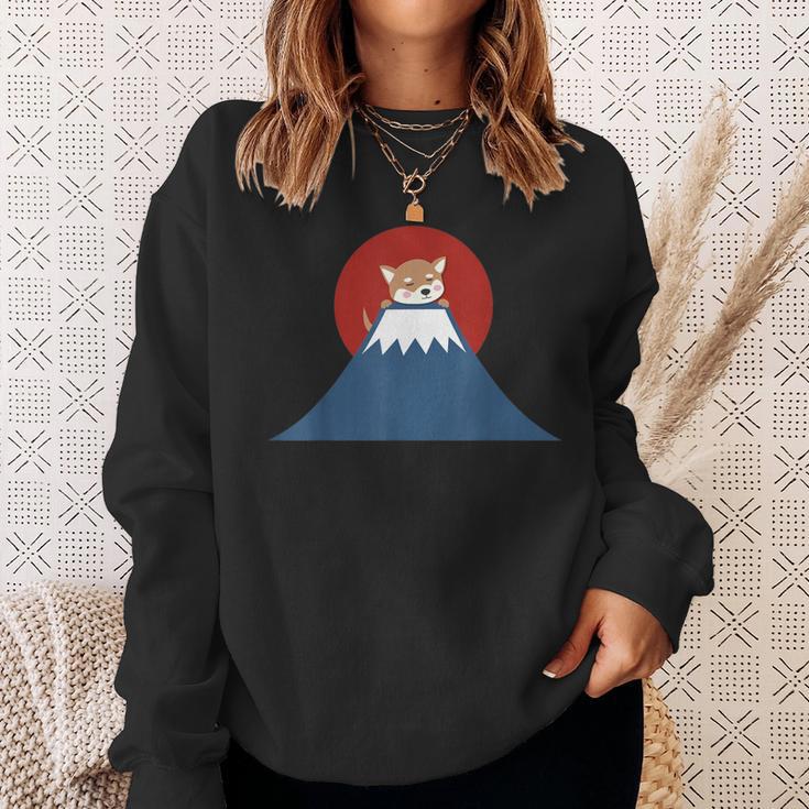 富士山柴犬tシャツ 日本犬ジャパンtシャツ カワイイ スウェットシャツ 彼女への贈り物