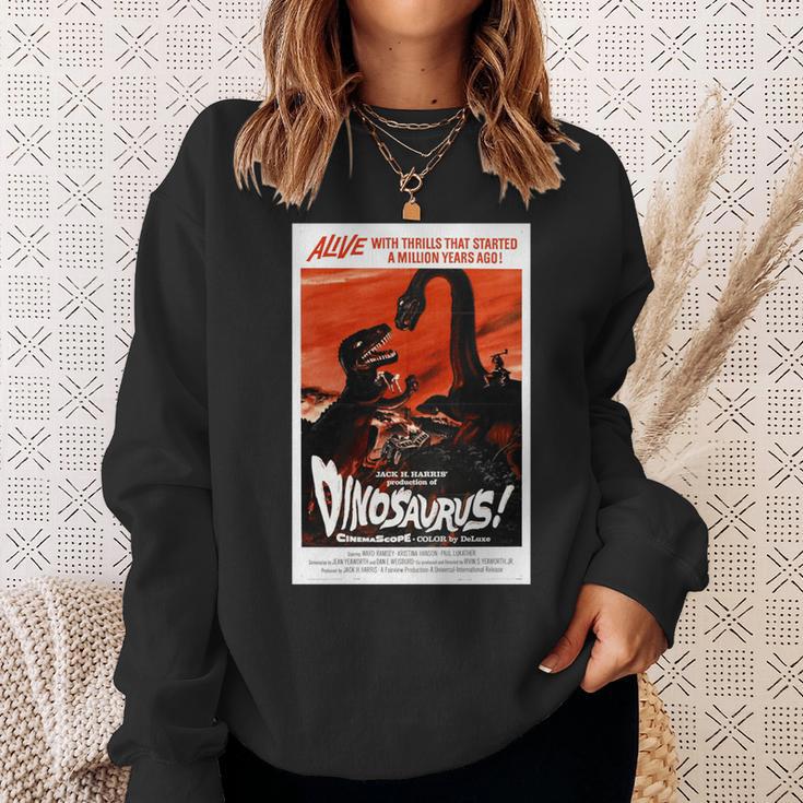 恐竜レトロヴィンテージ映画ポスタープリント 長袖tシャツ スウェットシャツ 彼女への贈り物
