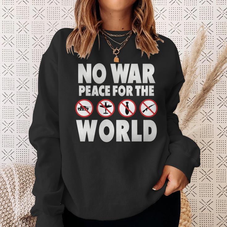 戦争禁止、平和、反戦、戦争禁止 長袖tシャツ スウェットシャツ 彼女への贈り物