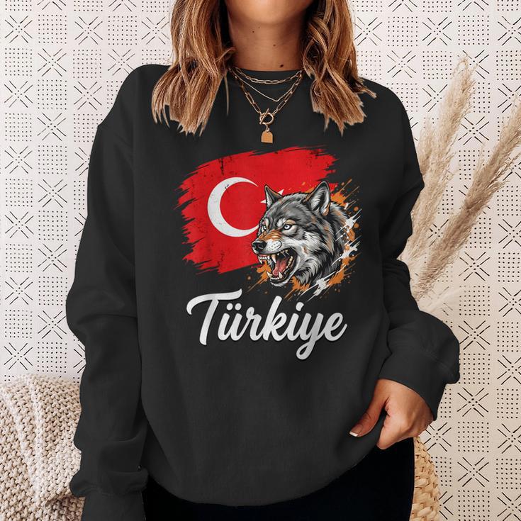 激しいトルコのオオカミと国旗 スウェットシャツ 彼女への贈り物