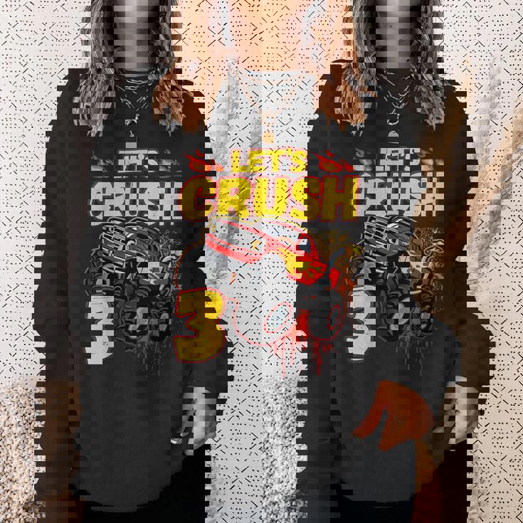 男の子、3歳、英語で、モンスタートラック、誕生日 スウェットシャツ 彼女への贈り物